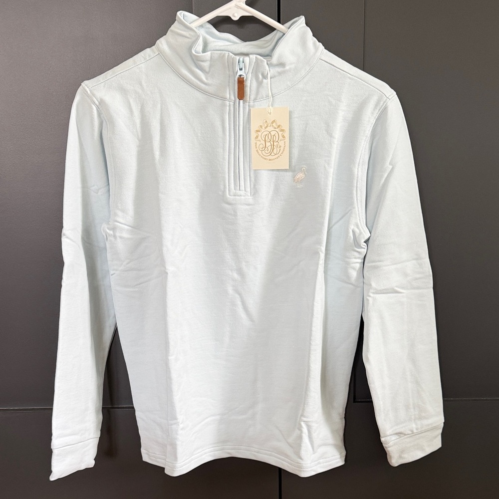 The Beaufort Bonnet Co Boys Hayward Half-Zip in Buckhead Blue/Palmetto Pearl